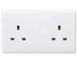 Knightsbridge CU9000U Curved Edge 13 A 2 Gang Unswitched Socket, White