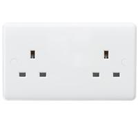 Knightsbridge CU9000U Curved Edge 13 A 2 Gang Unswitched Socket, White