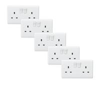 Knightsbridge CU9000x5 White Curved Edge 13A 2G DP Switched Socket (5 Pack)