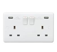 Knightsbridge CU9904 Curved Edge 13 A 2 Gang Switched Socket with Dual USB Charger, 230 V, White
