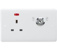 Knightsbridge CU9LOCKN White Curved Edge 13A DP Lockable Socket with Neon