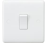 Knightsbridge Curved Edge 10AX 1G 1-Way Switch - White - CU1000