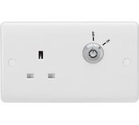 Knightsbridge Curved Edge 13A 1G DP Lockable socket, White (UREA)