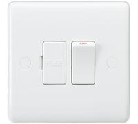 Knightsbridge Curved Edge 13A Switched Fused Spur Unit with Flex Outlet from Base - White - CU6300F