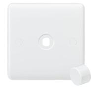 Knightsbridge Curved Edge 1G Dimmer Plate with Matching Dimmer Cap - White - CU1DIM