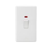 KnightsBridge Curved Edge 45A 2G DP Switch with Neon (White Rocker)