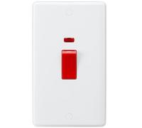 Knightsbridge Curved Edge 45A DP Switch with Neon (large) - White - CU8332N
