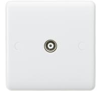 Knightsbridge Curved Edge Coax TV Outlet (non-isolated) - White - CU0100
