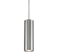 Knightsbridge Dasan Single Long Fixed Round Brushed Chrome Pendant