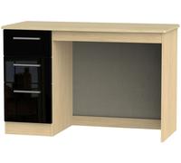 Knightsbridge Desk - 3 Drawer - Black Gloss and Light Oak