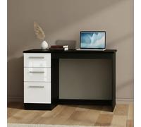 Knightsbridge Desk - 3 Drawer - White Gloss and Black