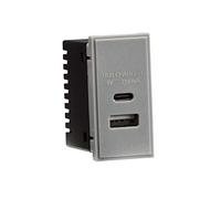 Knightsbridge London Dual USB A+C Charger NETUSBC - 3.1A Module 25 x 50mm - Grey