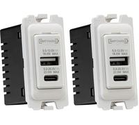 Knightsbridge Dual USB A+C Module 20V DC 1.1A [22W FASTCHARGE] (Pack of 2)