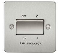 Knightsbridge FLAT PLATE 10A 3 POLE FAN ISOLATOR SWITCH - BRUSHED CHROME FP1100BC