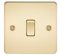 Knightsbridge FP2000PB Flat Plate 10AX 1G 2 Way Switch - Polished Brass