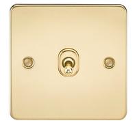 Knightsbridge FP1TOGPB Flat Plate 10AX 1G 2 Way Toggle Switch - Polished Brass