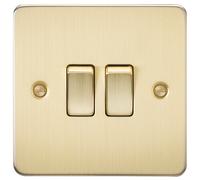 KnightsBridge Flat Plate 10AX 2G 2-way switch - brushed brass