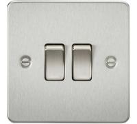 Knightsbridge Flat Plate 10AX 2G 2-way switch - brushed chrome - FP3000BC