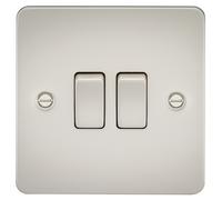 KnightsBridge Flat Plate 10AX 2G 2-way switch - pearl
