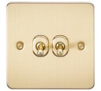KnightsBridge Flat Plate 10AX 2G 2-way toggle switch - brushed brass
