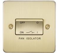 KnightsBridge Flat Plate 10AX 3 Pole Fan Isolator Switch - Brushed Brass