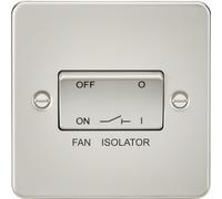 KnightsBridge Flat Plate 10AX 3 Pole Fan Isolator Switch - Pearl