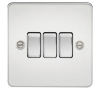 KnightsBridge Flat Plate 10AX 3G 2-way switch - polished chrome