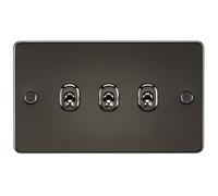 KnightsBridge Flat Plate 10AX 3G 2-way toggle switch - gunmetal