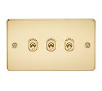 KnightsBridge Flat Plate 10AX 3G 2-way toggle switch - polished brass