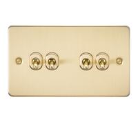 Knightsbridge FP4TOGBB Flat Plate 10AX 4G 2-Way Toggle Switch - Brushed Brass