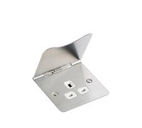 Knightsbridge FLAT PLATE 13A 1G UNSWITCHED FLOOR SOCKET - BRUSHED CHROME FP7UBCW