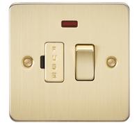 KnightsBridge Flat Plate 13A switched fused spur unit with neon - brushed brass