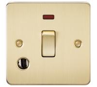 Knightsbridge FP8341FBB Flat Plate 20A 1G DP Switch + Neon & Flex Outlet - Brushed Brass