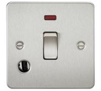 Knightsbridge FP8341FBC Flat Plate 20A 1G DP Switch + Neon & Flex Outlet - Brushed Chrome