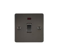 KnightsBridge Flat Plate 20A 1G DP switch with neon - gunmetal