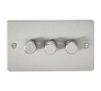 Knightsbridge Flat Plate 3G 2 way 10-200W (5-150W LED) trailing edge dimmer - Brushed Chrome - FP2183BC