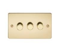 Knightsbridge Flat Plate 3G 2 way 10-200W (5-150W LED) trailing edge dimmer - Polished Brass - FP2183PB