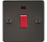 Knightsbridge FP8331NGM Flat Plate 45A 1G DP Switch + Neon - Gunmetal