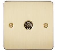 Knightsbridge FP0100BB Brushed Brass FPAV0100BB Flat Plate 1G Tv Outlet (Non-Isolated), 230 V