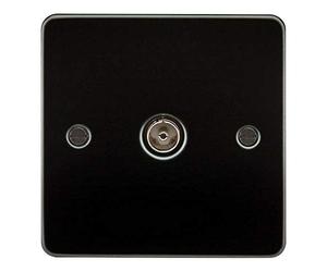 Knightsbridge FP0100GM Plat FPAV0100GM Flat Plate 1G Tv Outlet (Non-Isolated) -Gunmetal, 230 V