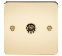 Knightsbridge FP0100PB Flat Plate 1G TV Outlet (Non-Isolated) - Polished Brass