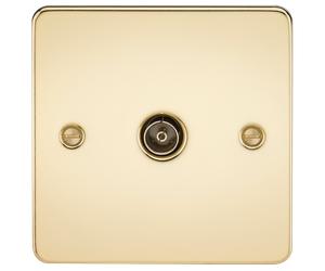 Knightsbridge FP0100PB Flat Plate 1G TV Outlet (Non-Isolated) - Polished Brass