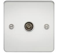 KnightsBridge Flat Plate 1G TV Outlet (non-isolated) - Polished Chrome