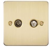 Knightsbridge FP0140BB Brushed Brass FPAV0140BB Flat Plate Sat Tv Outlet (Isolated), 230 V