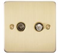 Knightsbridge FP0140BB Brushed Brass FPAV0140BB Flat Plate Sat Tv Outlet (Isolated), 230 V
