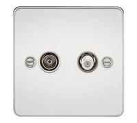 Knightsbridge FP0140PC FPAV0140PC Flat Plate Sat Tv Outlet (Isolated) -Polished Chrome