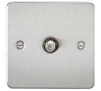Knightsbridge FP0150BC Flat Plate 1G SAT TV Outlet (Non-Isolated) - Brushed Chrome