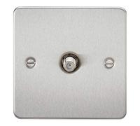 Knightsbridge FP0150BC Flat Plate SAT TV Outlet, Non-Isolated, Brushed Chrome, 1G