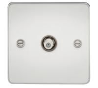 KnightsBridge Flat Plate 1G SAT TV Outlet (non-isolated) - Polished Chrome