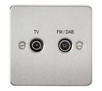 Knightsbridge FP0160BC Flat Plate Screened Diplex TV & FM DAB Outlet, Brushed Chrome